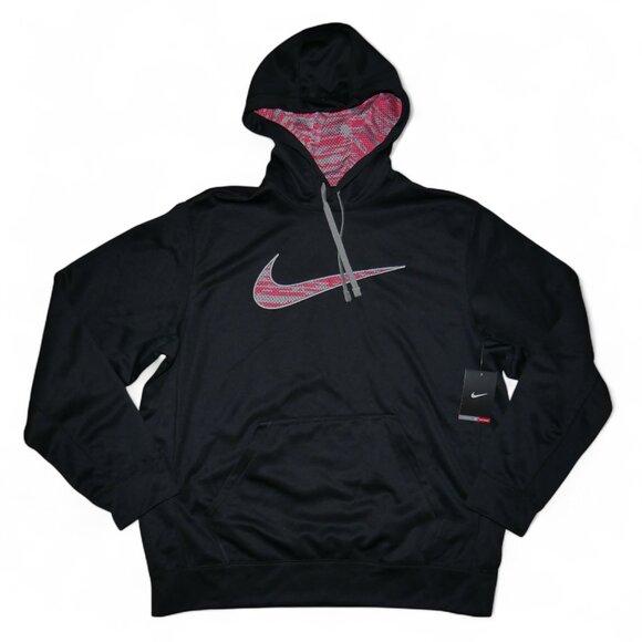 Nike Therma-Fit Sweatsuit Men's Size L-XL Black/Red Big Swoosh Outfit Set NWT - Picture 2 of 13
